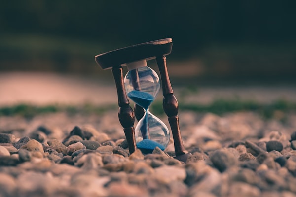 An hourglass at dusk